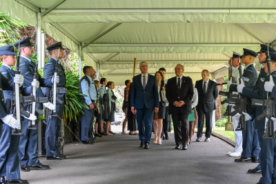 HE Mr Encho Dimitrov walks through the Guard of Honour