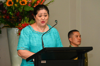 Dame Cindy delivering her speech