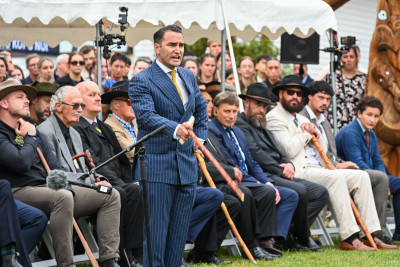 Jymal Morgan delivers his whaikōrero