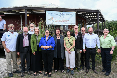 Dame Cindy with members of the Trust, the Department of Conservation and Mayor of the Hauraki District