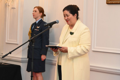 Dame Cindy delivering her speech
