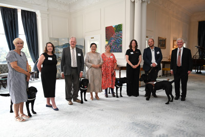 Their Excellencies with Sue Emeraldi, Gwen Green, Clive Lansink, Judy Small, Jelena Zidov and Dan Shepherd