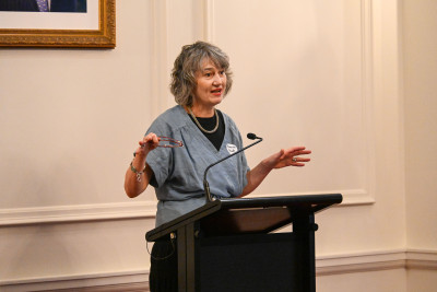 Amanda Ashby, member of the Executive Committee of Community Networks Wellington, speaks