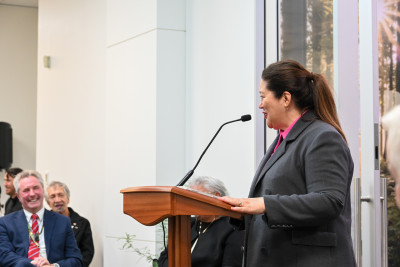 Dame Cindy addresses the pōwhiri