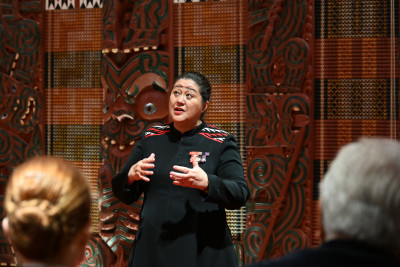 Dame Cindy speaks inside Mataatua