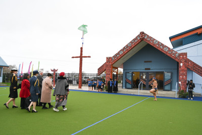 Dame Cindy and Dr Davies approaching Te Kura o te Paroa