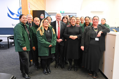 Dame Cindy and Dr Davies with Kaimahi at Ngati Awa Social and Health Services Trust