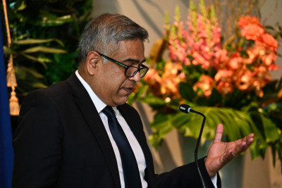 Mervin Singham, Chief Executive of the Ministry for Ethnic Communities, delivers his speech