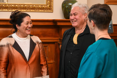 Dame Cindy with Te Aturangi Nepia-Clamp, Kaumātua