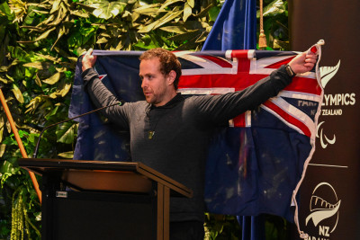 Paralympian #158 Adam Hall following his selection as the team flagbearer
