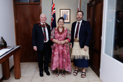 Dr Davies, Dame Cindy, and His Excellency Matthew Howell, New Zealand High Commissioner to Tonga