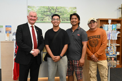 Dr Davies with international seafarers