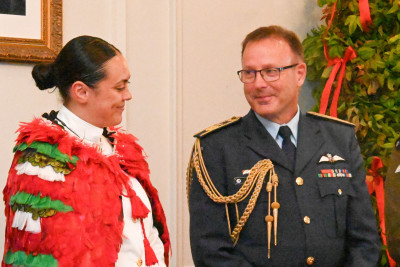Acting Petty Officer Kristen Kotuhi and Air Marshall Tony Davies