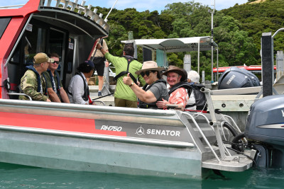 Their Excellencies arriving on Urupukapuka Island