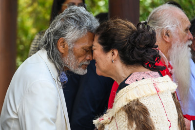 Dame Cindy receiving hongi at the conclusion of the pōwhiri 
