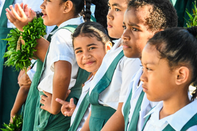 Students from Matiti School ready to sing the national anthems