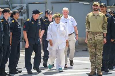 Their Excellencies on the landing deck