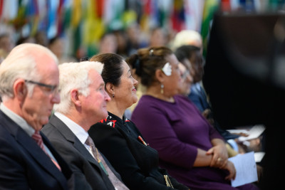Dame Cindy and Dr Davies watching the performances