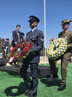 Wreaths being carried for the New Zealand National Service