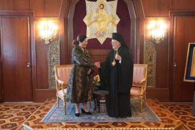 Dame Cindy meeting Bartholomew I of Constantinople, Ecumenical Patriarch of Constantinople