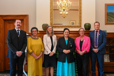 Dame Cindy with the official party