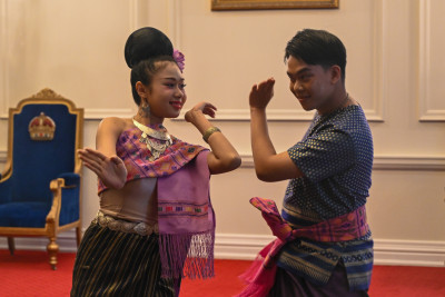 Dancers perform a traditional Thai I-San Folk Dance
