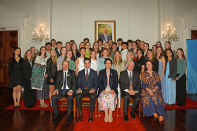 Dame Cindy and Dr Davies with recipients of the Gold Duke of Edinburgh's Hillary Award