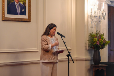 Dame Cindy speaks at the Te Auaha Pito Mata Awards 2026 