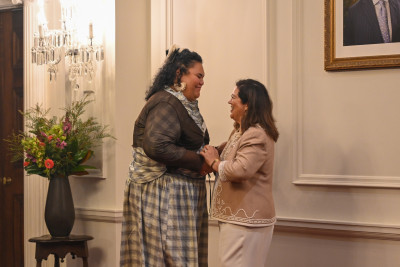 Dame Cindy with award recipient Atelaite Mapa 
