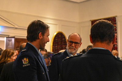 Members of the NZ Police attend the reception for emergency management personnel