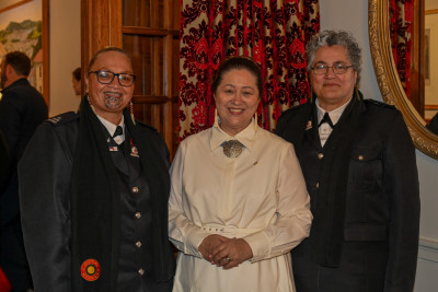 Dame Cindy poses for a photo with Māori Wardens
