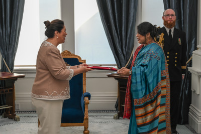 HE Ms Samina Naz, High Commissioner of the People's Republic of Bangladesh, presents her credentials