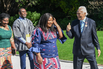 HE Ms Doris Brese, High Commissioner of the Republic of Ghana, with kaumātua Joe Harawira