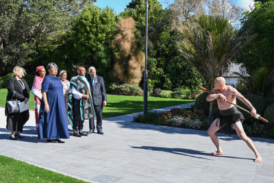 HE Mr Retšelisitsoe Theko, High Commissioner of the Kingdom of Lesotho, receives the pōwhiri