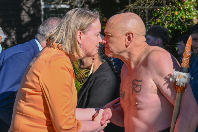 HE Jacquelien Nienhuis, Ambassador of the Kingdom of the Netherlands, receives a hongi
