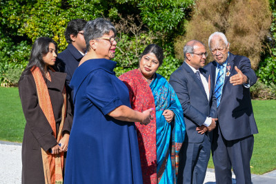 HE Ms Samina Naz, High Commissioner of the People's Republic of Bangladesh, receiving the pōwhiri