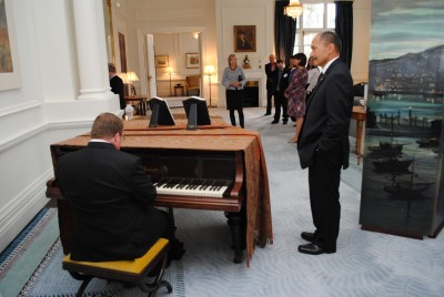 Michael Holdsworth plays the piano for the Governor-General, Sir Jerry Mateparae, and Lady Janine Mateparae.