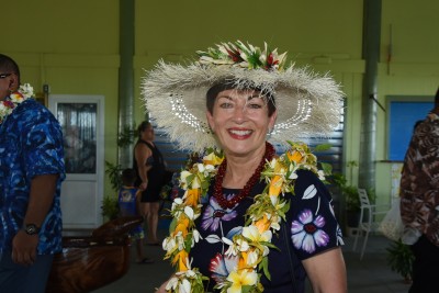 The Governor-General, The Rt Hon Dame Patsy Reddy at Aitutaki Airport.