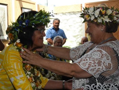 The Cook Islands High Commissioner to New Zealand, Mrs Teremoana Yala is welcomed.