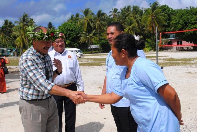 The Governor-General meets teaching staff on Atafu Atoll.