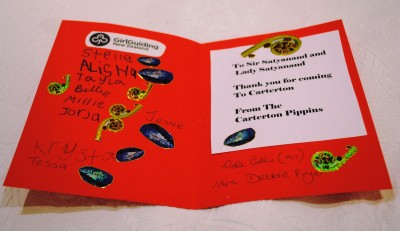 Thank you Card from Carterton Pippins.
