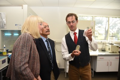 AT GNS with Dr Andrew Stott, who researches micro-organisms for use in biotechnology.
