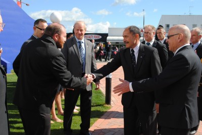 The Governor-General is welcomed to the NZ Rugby Museum.
