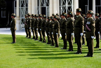 The New Zealand Army form a Guard of Honour.