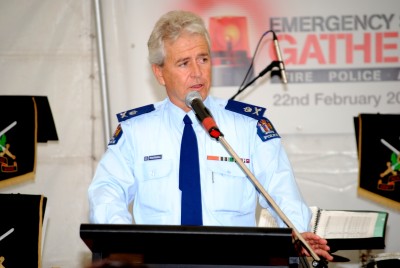 Commissioner Peter Marshall of the New Zealand Police speaks to the gathering.