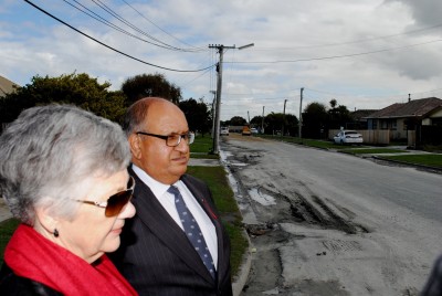 Sir Anand and Lady Susan Satyanand survey the damage in Bexley.