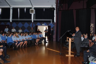 The Governor-General addresses Kuranui College students.