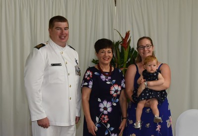 Chief Petty Officer Andrew Orr, The Governor-General, Mrs Fiona Orr and Amelia Orr.