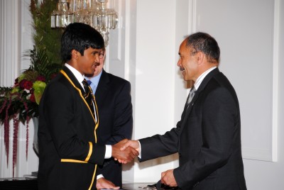 Cheyaanthan Haran, Wellington College, receives his award.
