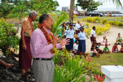 The Governor-General thanks the people of Saleaaumua Village for their welcome.